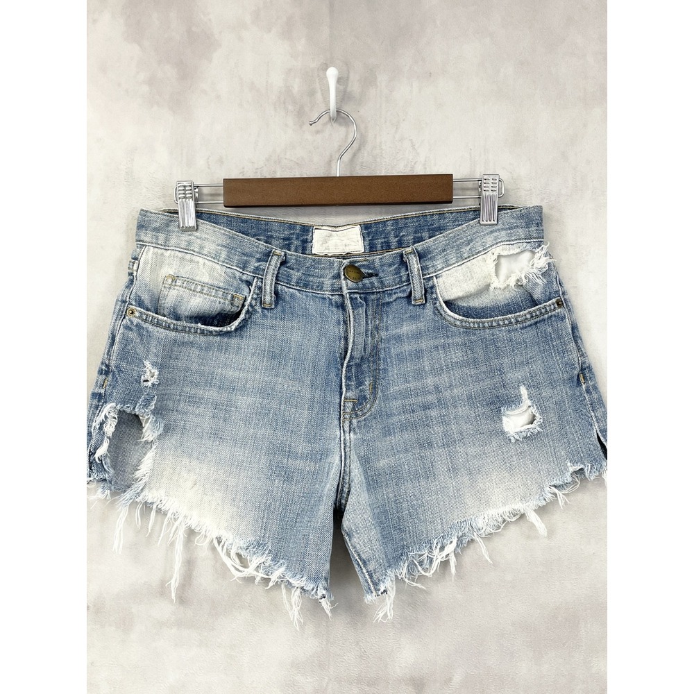 Current Elliott Denim Shorts Womens 32 Distressed Frayed Light Wash Indie Thrash